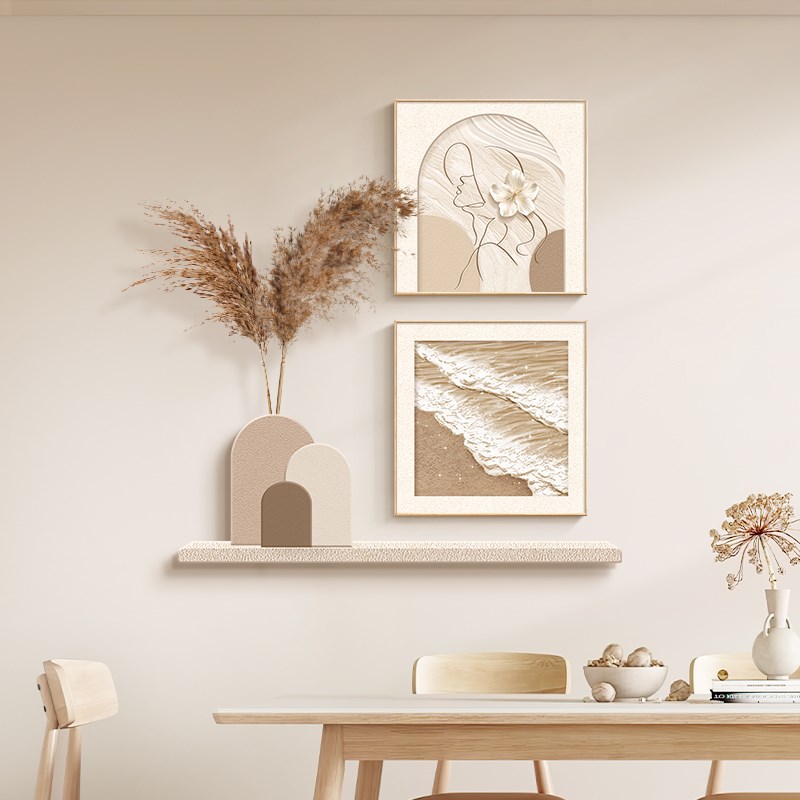 奶油风餐厅装饰画抽象人物饭厅餐桌背景墙挂画风客厅壁画