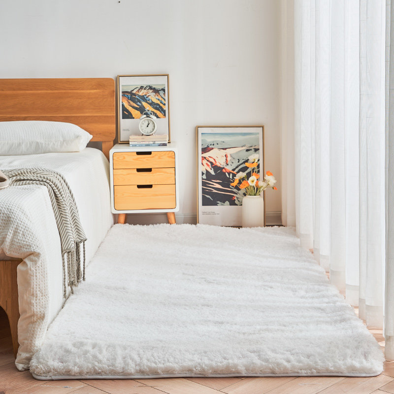 定制加厚羊毛绒地毯卧室少女房间大面积全铺睡坐床边毛绒地毯