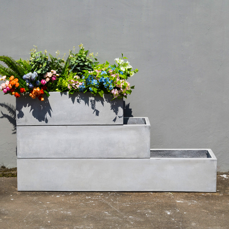 玄之祥石长方形水泥花盆大号长条镁泥花箱花槽种植箱绿植盆景