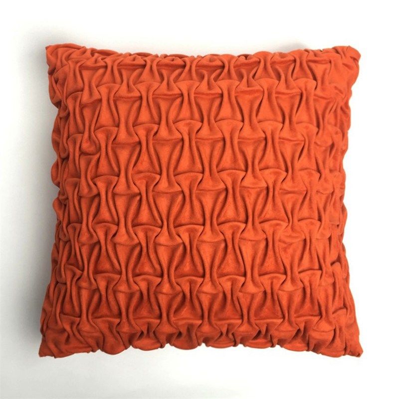 纯手工工字褶 现代麂皮绒立体褶橙色灰色抱枕样板房沙发靠垫,居家布艺,靠垫/抱枕,淘宝优惠券,粉丝福利购,淘宝优惠卷