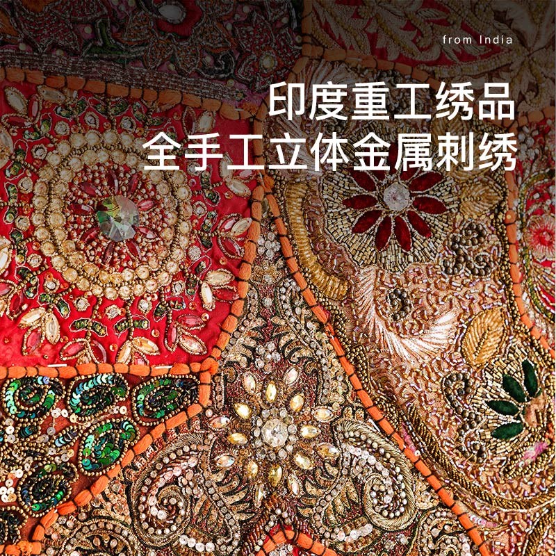 异丽东南亚风格挂画印度波西米亚手工刺绣壁画客厅玄关餐厅装饰画图片
