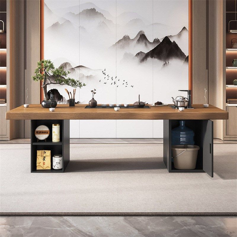 实木功夫茶桌乌金石茶盘一体带柜客厅办公室泡茶桌椅,住宅家具,茶几,淘宝优惠券,粉丝福利购,淘宝优惠卷