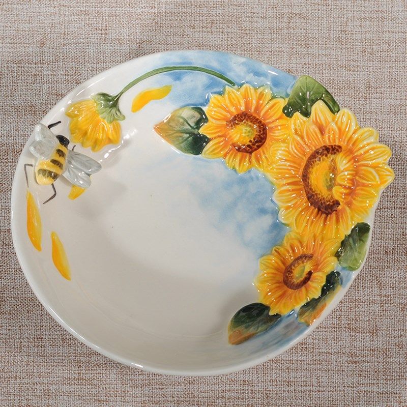 太阳向日葵陶瓷钥匙零食饰品盘电视柜玄关茶几家居饰品结婚闺蜜,家居饰品,装饰摆件,淘宝优惠券,粉丝福利购,淘宝优惠卷