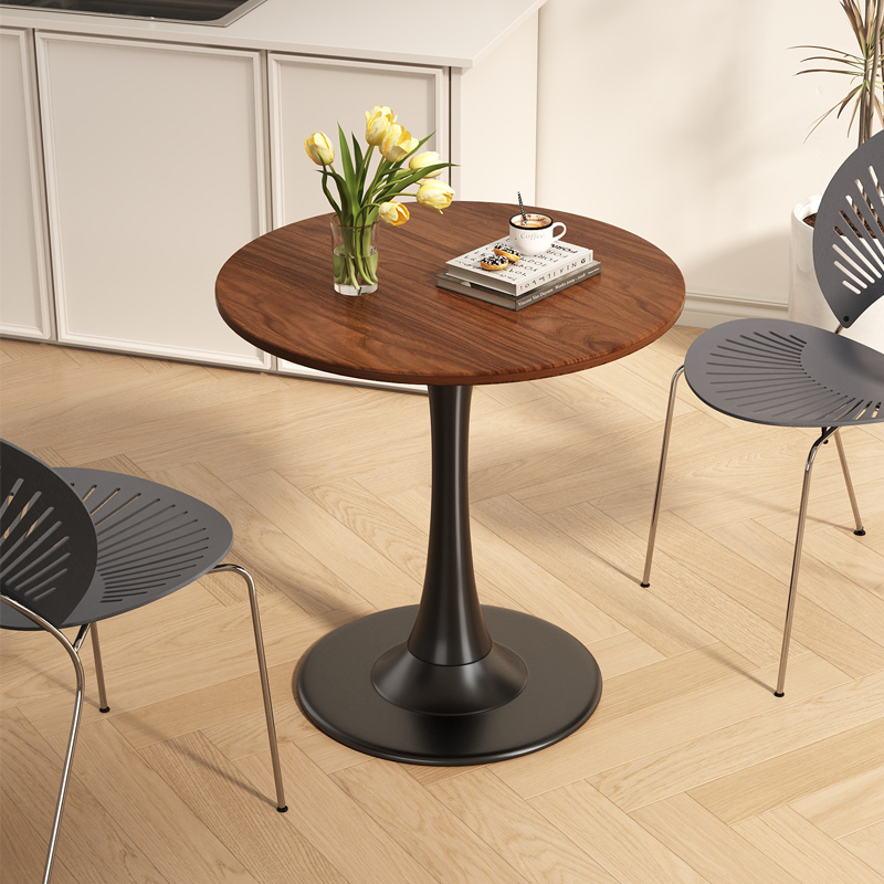 圆桌郁金香餐桌简约圆形小桌子休闲接待咖啡奶茶店洽谈桌阳台家用