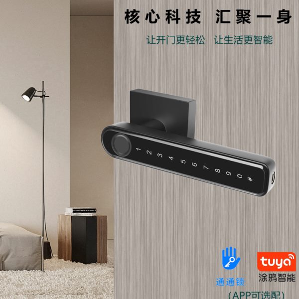 室内指纹锁家用卧室密码锁办公室木门通用球形锁简易电子智能门锁