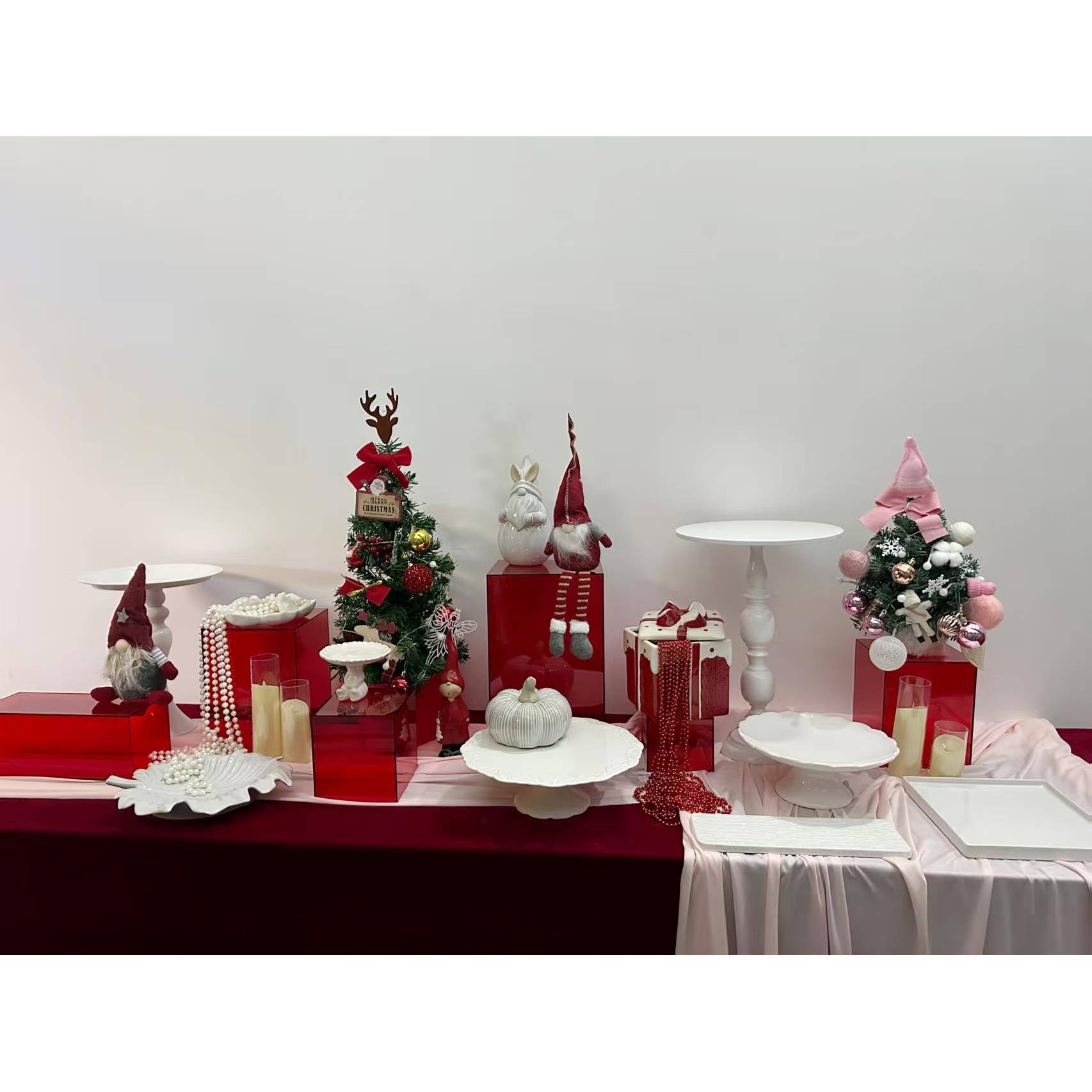 红LYO色亚诞克力甜台情品人节开业圣妇女节展示架摆台蛋糕架品甜