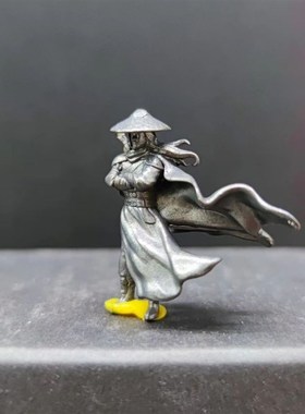 3cm 纯铜做旧古代大侠客小摆件微缩小人物江湖故人微景观鱼缸盆景