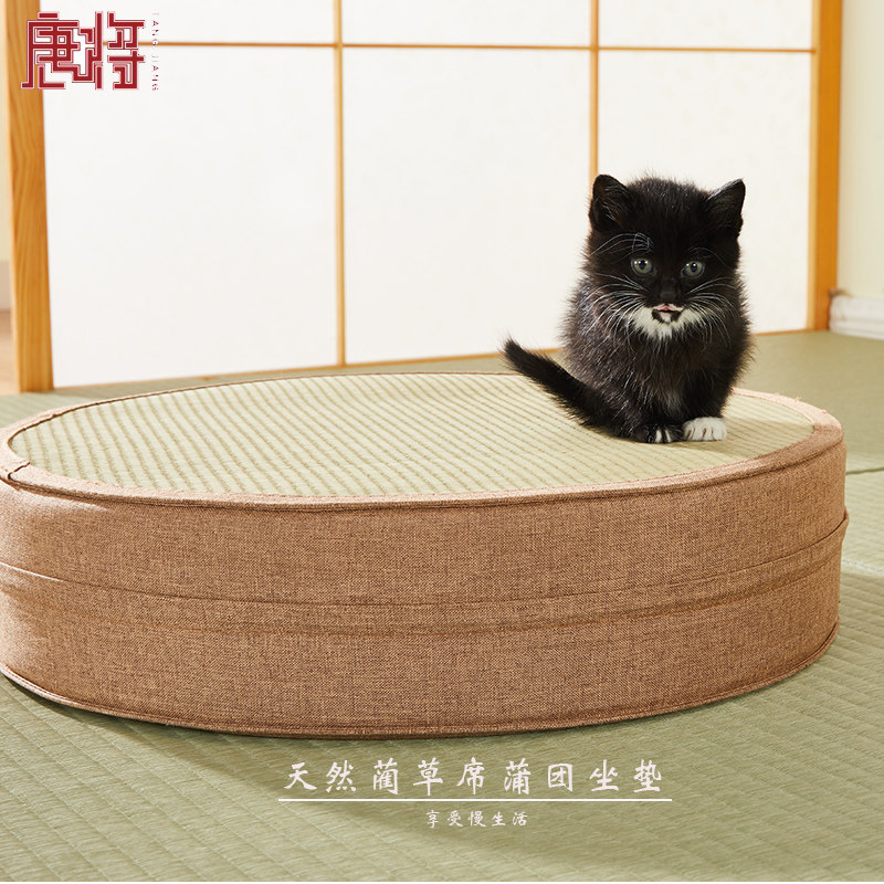 蒲团坐垫地上圆形榻榻坐墩草编小号茶道蒲团凳飘坐垫