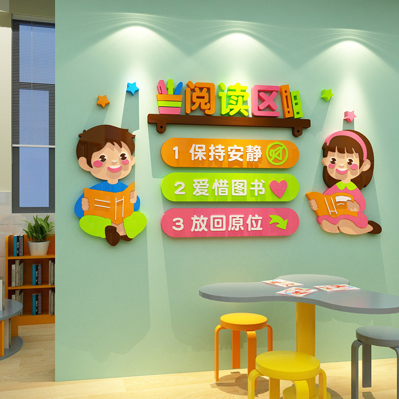 幼儿园阅读区儿童读书角绘馆布置班级教室饰背景