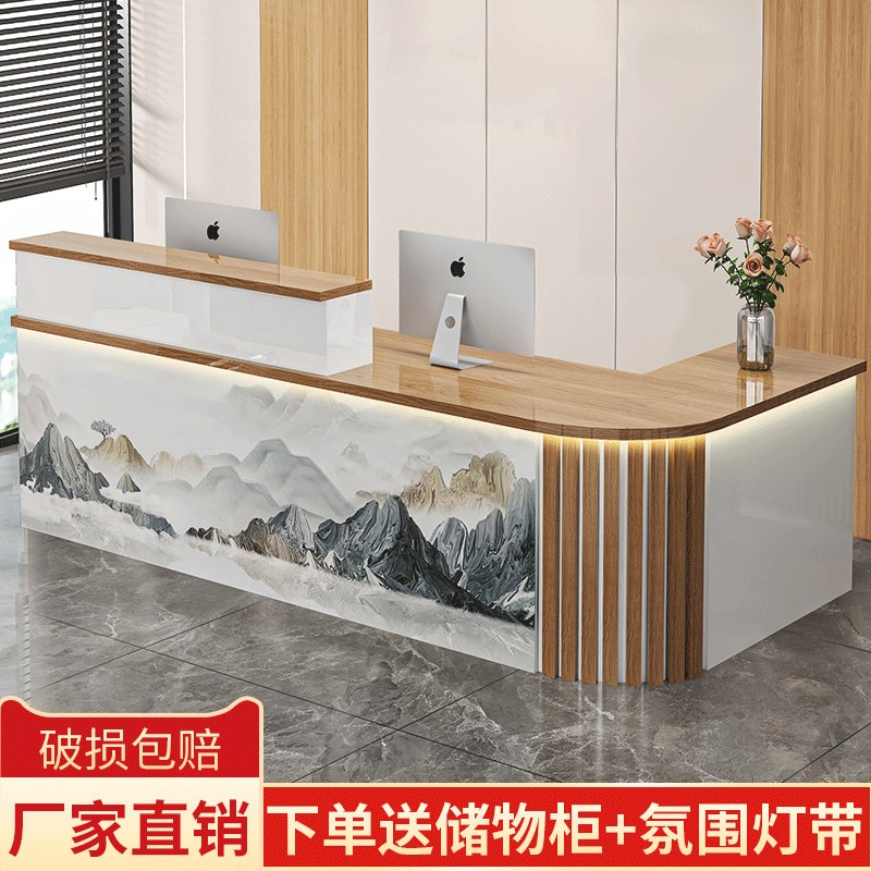新转角吧台收银台店铺商用台球厅前台桌接待台公司办公柜台