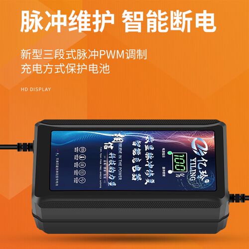比德文电动充电器铅酸智能自动数显断电公插