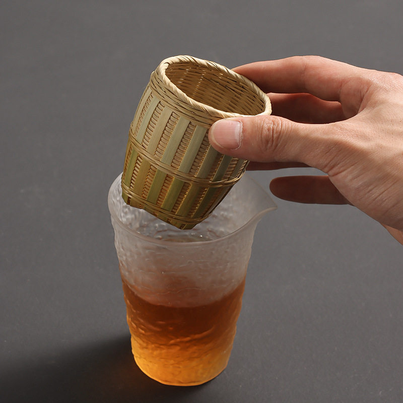 玉竹编制品茶手工竹编竹茶漏茶渣茶道零配创意迷你小箩筐