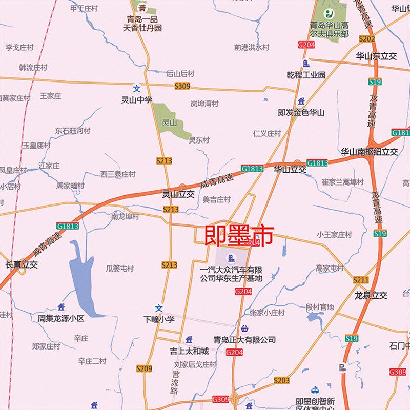 青岛市地图图办公室挂图防水墙壁超大装饰画