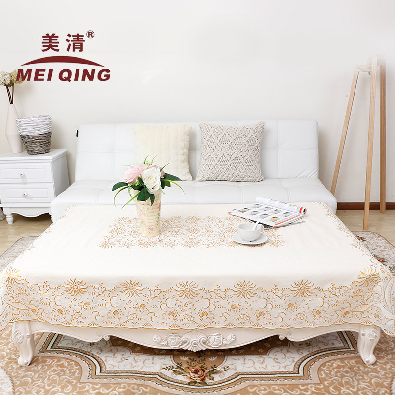 烫金茶几垫烫金桌布茶几布茶几垫桌垫防水防烫欧式镂空蕾丝布