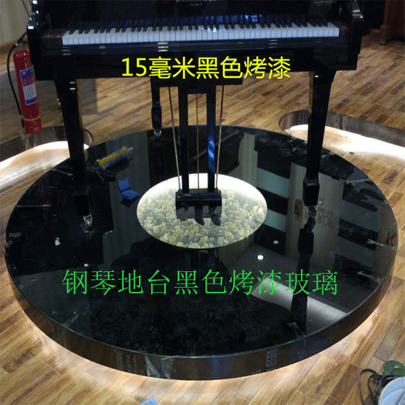 茶几黑色玻璃电视柜黑色玻璃黑色不烤漆钢化玻璃餐桌台面