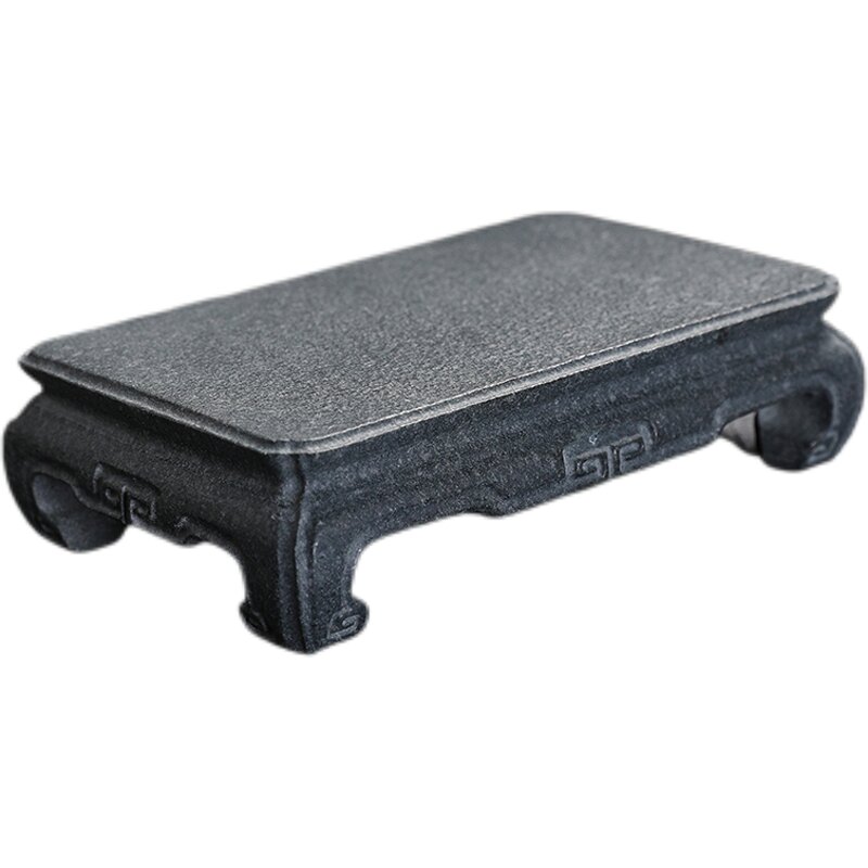 青石底座桌面摆件茶壶底座案台中式复古简约小花几石托架茶道配件