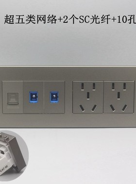 灰色四位千兆光纤 孔六类七类网线口HDMI音频插座
