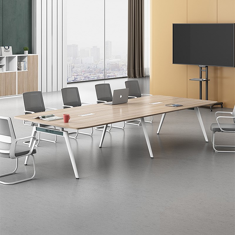 会议桌椅现代钢木洽谈室长方形长条培训桌办公家具工作台