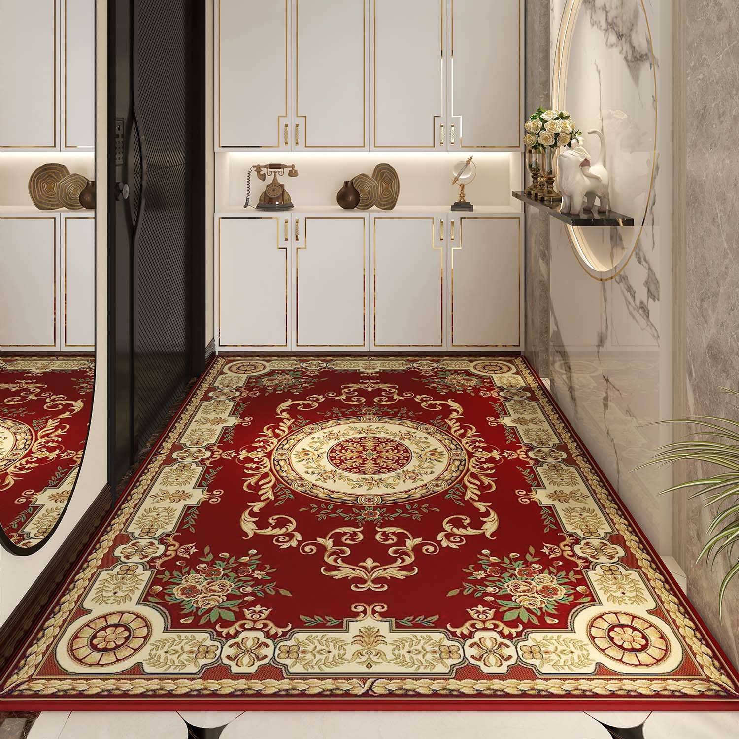 高端入户门地垫定制可裁剪玄关进门门垫防滑红色喜庆家用地毯新款
