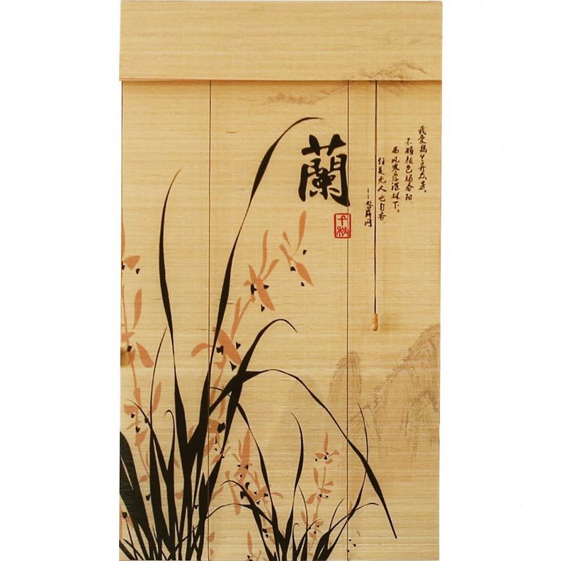 源头厂家茶室新中式隔断竹窗帘 遮阳印花卷帘 民宿酒店装饰竹帘子