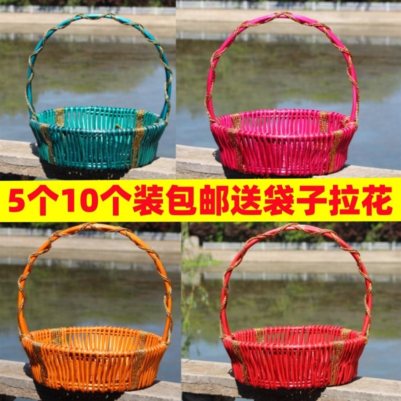 藤编水果篮柳编超市展示篮花篮果蔬篮送礼篮回礼篮采摘篮手提篮子