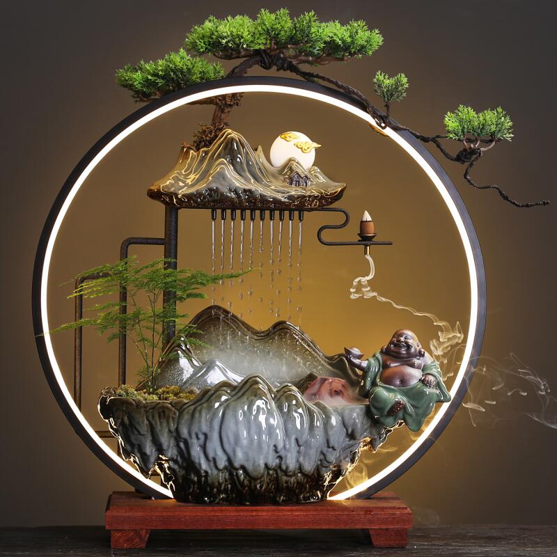 创意中式家居倒流香流水客厅桌面加湿办公室喷泉业乔迁送礼