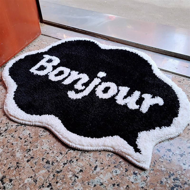 英文爱硅胶底防滑加厚吸水地垫卫生间浴室入户门垫成品现代椅垫