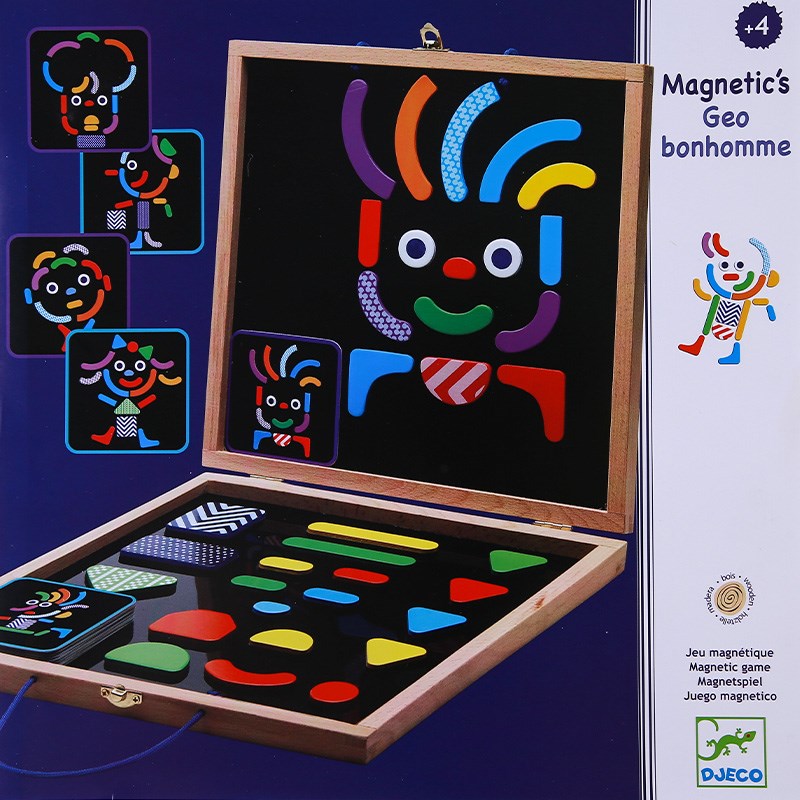 djeco儿童智力磁性拼图手提箱--5岁宝宝早教益智七巧板磁力