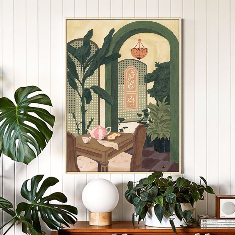 布纸有爱 现代简约餐厅装饰画复古饭厅墙面挂画玄关双联风景壁画图片