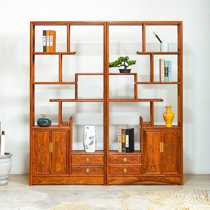 花梨木博古架中式实木多宝阁刺猬紫檀展示架红木古董架陈列架隔断