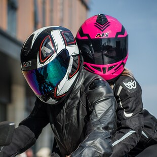 艾狮车女款安全帽全盔颜值带车四季通用认证个性犄角