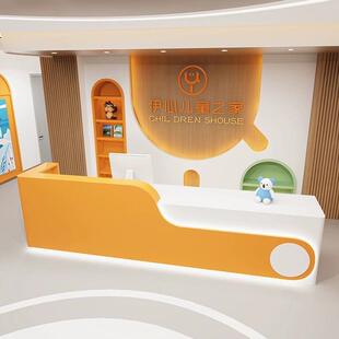 教育培训机构前台幼儿园早教吧台桌公司接待台美容院服装店收银台