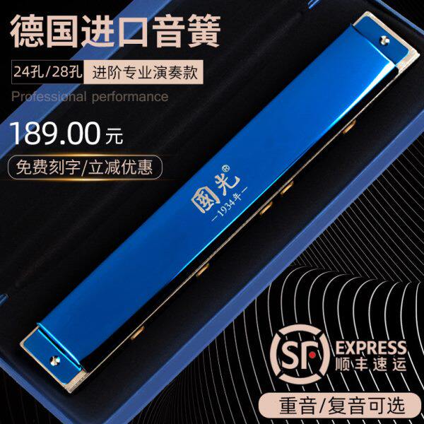 国光24孔德国进口音簧复音高级初学者28孔进阶重音专业演奏级口琴