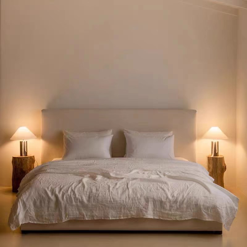 主卧婚床侘寂风j北欧布艺软床轻奢复古棉麻布艺床1.8大床简约现代