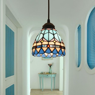 明轩灯饰欧式灯门厅灯阳台灯吧台灯地中海蓝色儿童房玄关入户吊灯