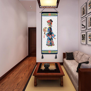 京剧挂布皮影挂画布艺展厅客厅背景装饰画茶楼壁画挂毯古典画