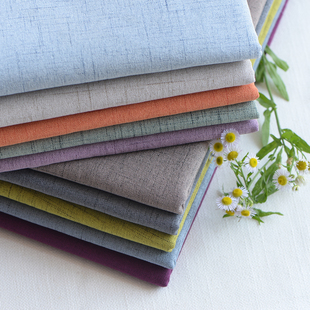 新款档竹节特细麻布面料纯色棉麻沙发布料靠垫面料