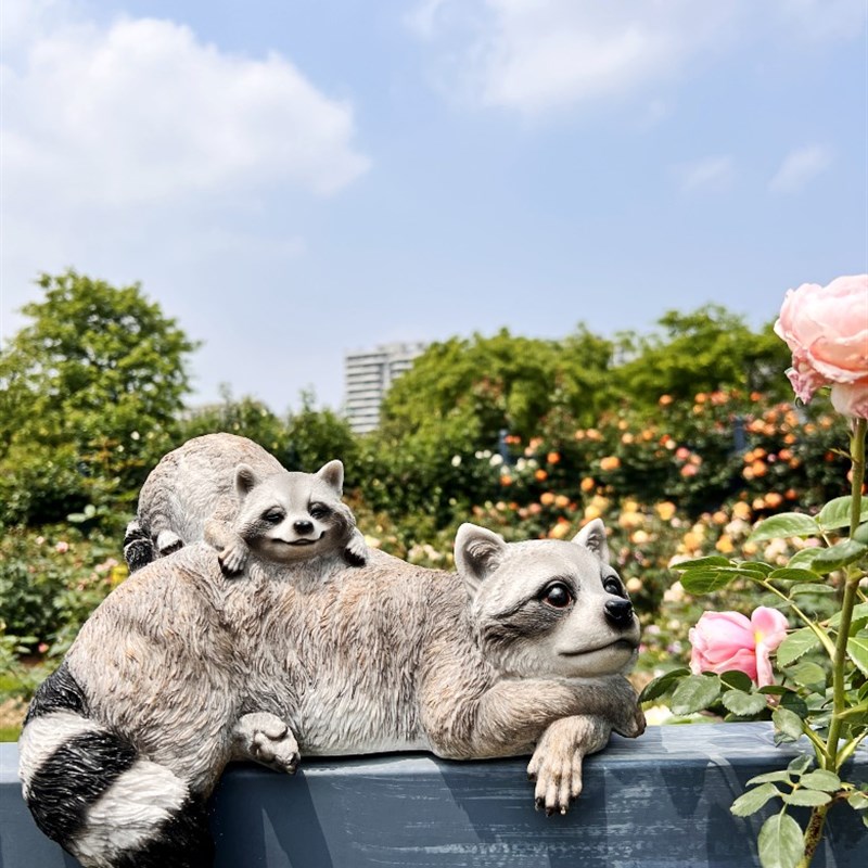 玩耍猫鼬花架树脂花园造景装饰园艺阳台庭院台阶多肉花盆搭配