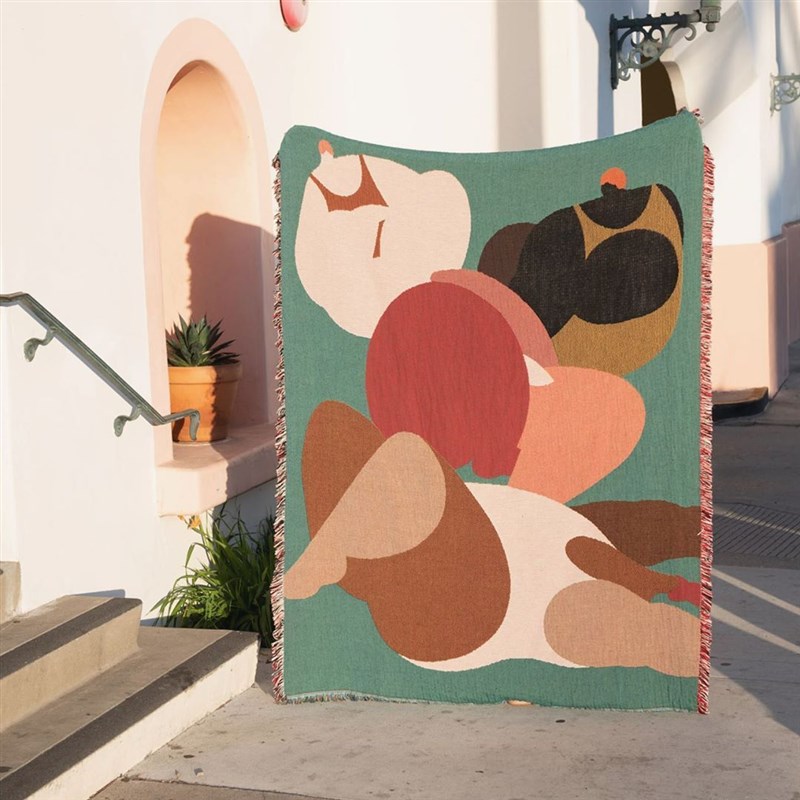 东柏 拨片几何个性创意手绘挂毯沙发巾装饰毯棉质休闲毯背景壁毯