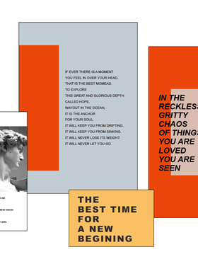 Ong 橙色灰色石 撞色装饰画卡片 in英文墙小海报张