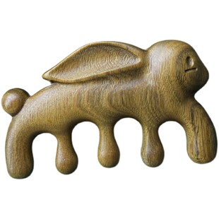 (兔神)玉檀香木头疗刮痧疏通经络按摩梳绿檀木梳子男女保健养生