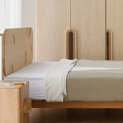 等等几木 奶酪床 枫木全实木儿童床可调靠背单人床男孩女孩儿童房