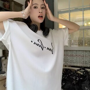 2024新款 欧货大版 200斤高个子加长版 中长款 t恤女遮屁股宽松x大码