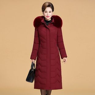 超长过膝中老年棉衣女中长版 棉 加厚妈妈D冬季 羽绒棉服200斤大尺码