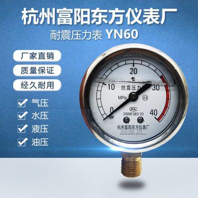 杭州富阳东方YN60耐震抗震防震油压水压气压表YN-60充油防震表I型