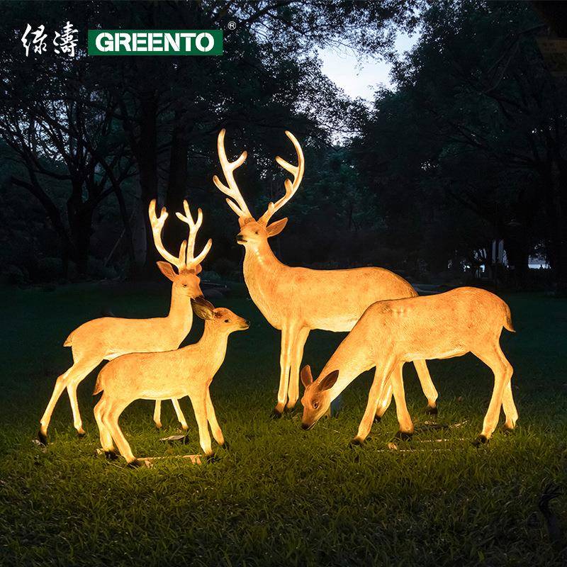 led户外仿真发光动物麋鹿摆件造型灯园林梅花鹿装饰防水景观灯
