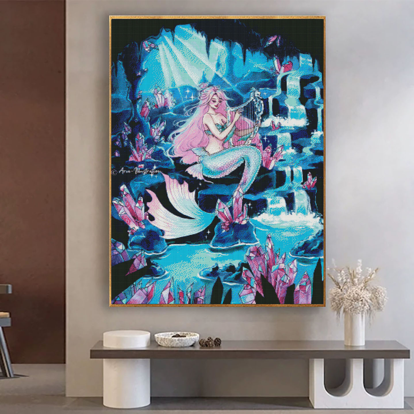 【花田错】钻石画满钻美人鱼高颜值客厅背景墙手工装饰画创意DIY