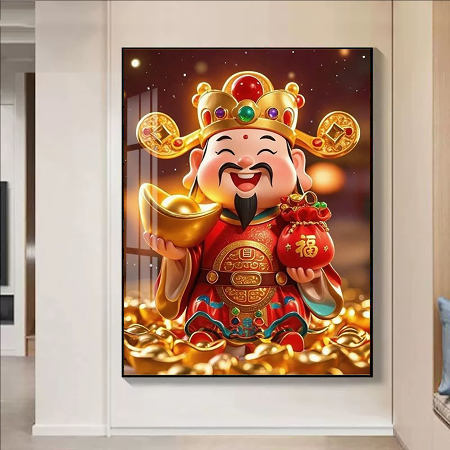 财神爷钻石画2025新款点钻画客厅十字绣粘贴水晶钻手工招财贴钻画