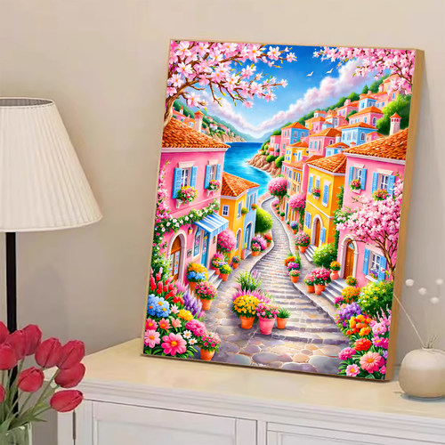 花田错钻石画樱花房子点图款