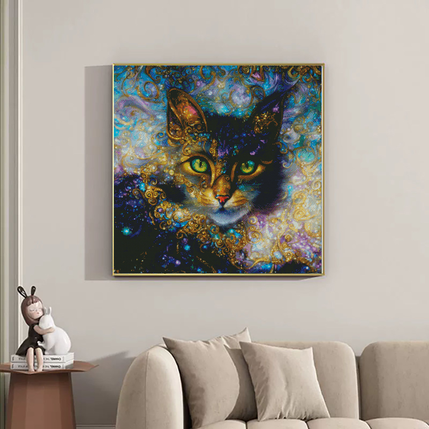 【花田错】梦幻星空猫咪钻石画满钻款个性动物主题卧室客厅贴钻画